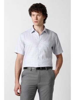 Van Heusen - Men Grey Check Half Sleeves Formal Shirt