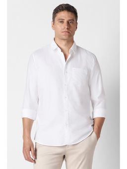 Van Heusen - Men White Solid Full Sleeves Casual Shirt