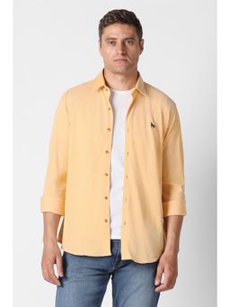 Van Heusen - Men Yellow Solid Full Sleeves Casual Shirt