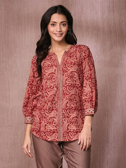 Fabindia - Beige Cotton Kalamkari Printed Tunic