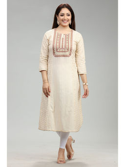 Cotton Culture - Cream Cotton Straight Embroidered Kurta
