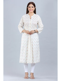Cotton Culture - Cream Cotton A Line Printed Kurta