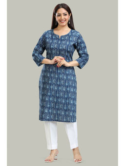 Cotton Culture - Royal Blue Cotton Straight Printed Kurta