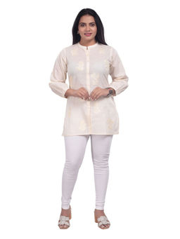 Cotton Culture - Cream Cotton Straight Embroidered Tunic