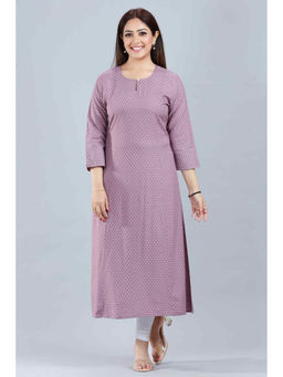 Cotton Culture - Light Purple Rayon A Line Polka Dots Kurta