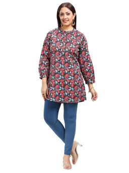 Cotton Culture - Black Handloom Cotton Straight Printed Kurti