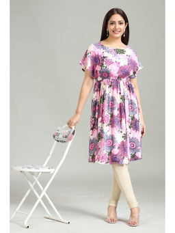 Cotton Culture - Pink Rayon Gathered Printed Kurta