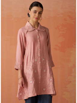 Lakshita - Women Peach Embroidered Kurti