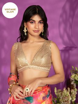 Gajra Gang - Vintage Rani Gold Shimmer Textured Blouse GGBL15