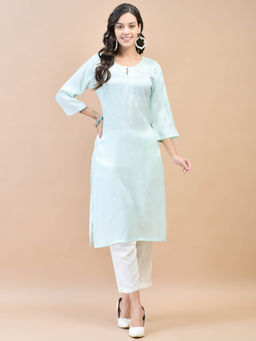 Shree - Women Shantoon Blue Self Design Kurta