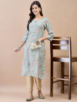 Shree - Women Shantoon Green Floral Kurta