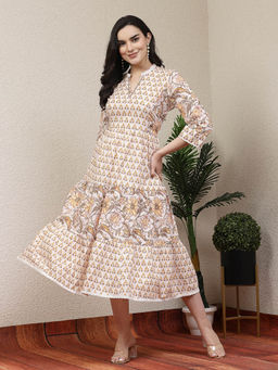 Nayam by lakshita - Mustard Printed Midi Dress