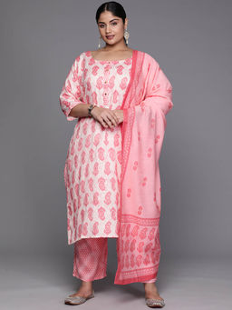Extra love by Libas - Off White Printed Rayon Straight Kurta Sets for Women