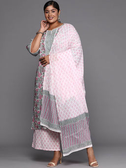 Extra love by Libas - Pink Printed Cotton Straight Kurta Sets for Women