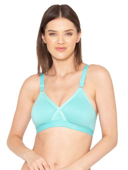Groversons Paris Beauty - Womens Cotton Non-padded Wireless Super Lift Full Coverage Bra - Blue