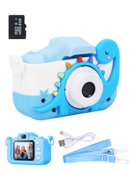 Wembley - Blue Dino Kids Digital Camera Selfie & Video Camera With 4Gb Sd Card Mini Camera (4 Years)
