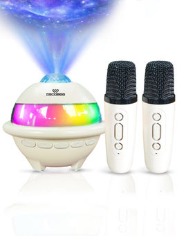 Wembley - Beige Karaoke Bluetooth Speaker With 2 Mics Rgb Lights & Starry Projection (3 Years)
