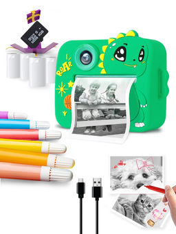 Wembley - Green Instant Print Camera Dual Lens, 16X Zoom 4 Print Rolls, 4Gb Sd Card (3 Years)