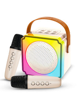 Wembley - Beige Kids Bluetooth Karaoke Mic & Speaker With Rgb Lights & Effects (3 Years)