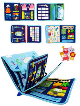 Wembley - Blue Dino Busy Board Binder Montessori Sensory Activity Backpack Learning Toy (2-3 Years)