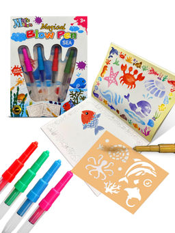 Wembley - Multi-Color Sea-Themed Blow Pen Painting Set For Kids (3-4 Years)