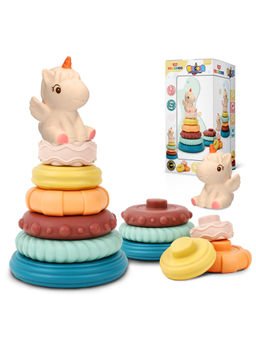 Wembley - Multi-Color Unicorn Stacking Rings Toy Soft Silicone Teething & Activity Toy (0-1 Years)