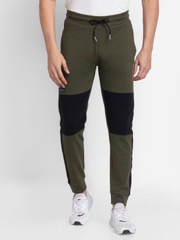 Spykar - Olive Melange Cotton Slim Fit Trackpants for Men