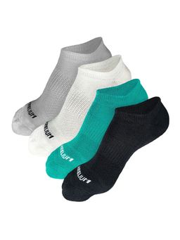 Heelium - Bamboo Zero Ankle Socks for Men - Odourfree - 4 Pairs - Light Grey - Teal - Black - White