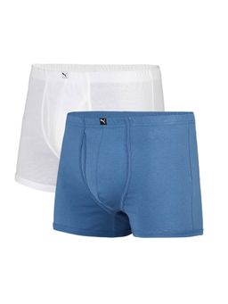 Puma - Basic Plain Mens White & Blue Trunks (Pack of 2)
