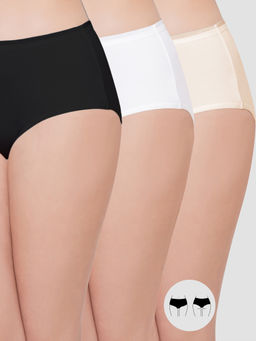 Wacoal - Cotton Midi Panty Black,white & Beige Mid Waist Mid Coverage Solid Panty (Pack of 3)