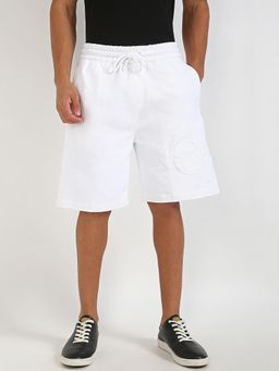 Calvin Klein - Men White Cotton Oversized Typography Shorts