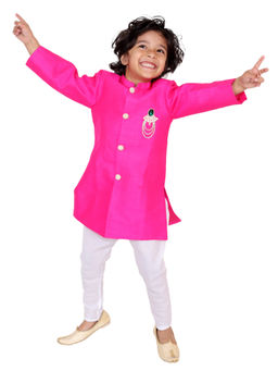 Tiny Pants - Pink Solid Sherwani (Set of 2)