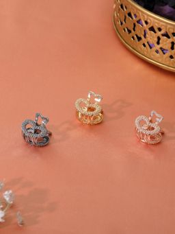 Estele - Multicolor Small Size Metal Claw Clips of Plain Design for Women or Girl Pack 3