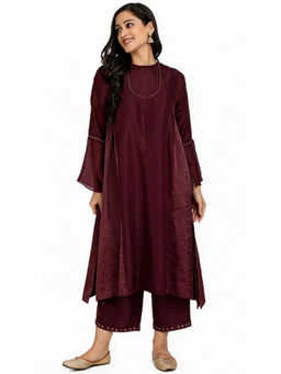 HAAVI BY PURAB - Maroon Aish Chanderi Kurta