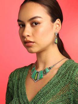 Sohi - Green Stones Statement Jewellery Set
