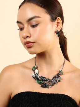 Sohi - Peacock Detailing Rhinestones Jewellery Set