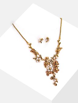 Sohi - Gold Plated Designer Stone Necklace and Earring Set