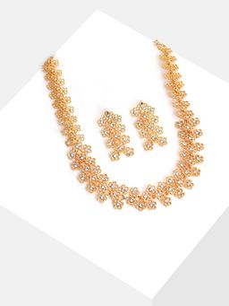 Sohi - Gold Plated Designer Stone Necklace and Earring Set