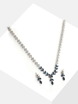 Sohi - Silver Plated Designer Stone Necklace and Earring Set
