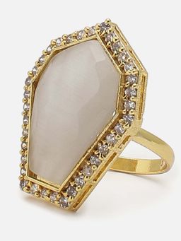 Sohi - Gold Plated Designer Stone Ring
