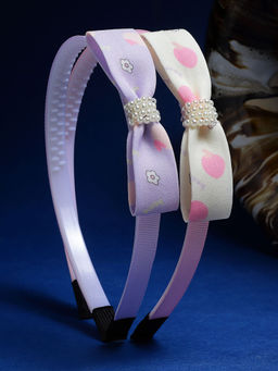 Stol'N - Bow Shaped Hair Band Set of 2 Pcs-Peach, Purple (3-12 Years)