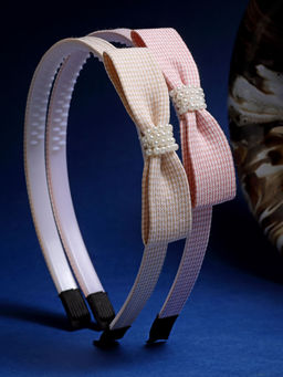 Stol'N - Bow Shaped Hair Band Set of 2 Pcs-Pink, Peach (3-12 Years)