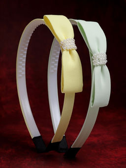 Stol'N - Bow Shaped Hair Band Set of 2 Pcs-Yellow, Sea green (3-12 Years)