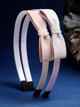Stol'N - Bow Shaped Hair Band Set of 2 Pcs-Peach, Pink (3-12 Years)