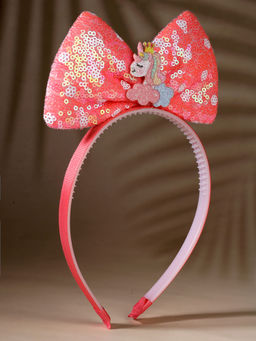 Stol'N - Sequin Bow & Unicorn Embellished Hair Band-Orange (3-12 Years)