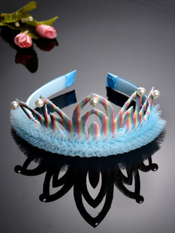 Stol'N - Crown Designed Beads Embellished Hair Band-Sky blue (3-12 Years)