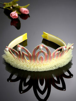 Stol'N - Crown Designed Beads Embellished Hair Band-Yellow (3-12 Years)