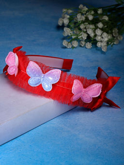 Stol'N - Butterfly Embellished Hair Band-Red (3-12 Years)