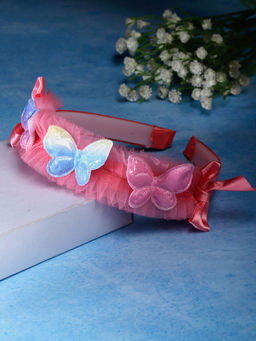 Stol'N - Butterfly Embellished Hair Band-Dark pink (3-12 Years)