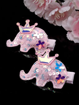 Stol'N - Crown Sequin Set of 2 Pieces Hair Clips-Pink (3-12 Years)